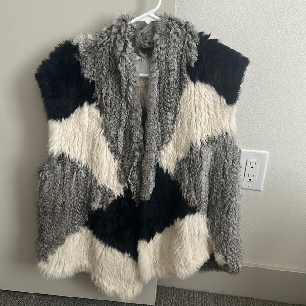 Vince colorblock fur vest